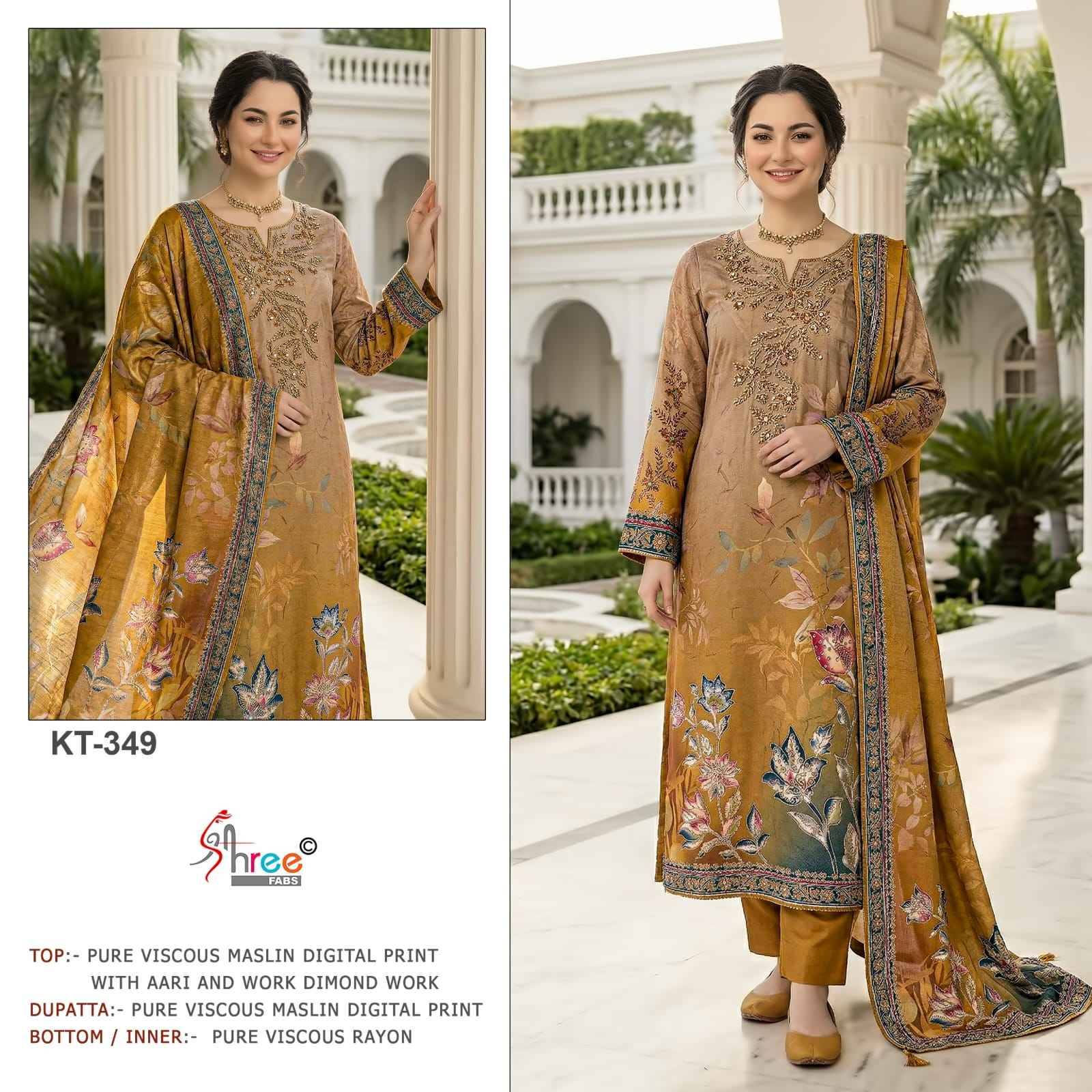 KT - 349 Series By Shree Fab Pakistani Stylish Beautiful Colourful Printed & Embroidered Party Wear & Occasional Wear Pure cotton Dresses At Wholesale Price